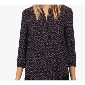 NYDJ Women's 3/4 Sleeve Henley Pleat Back Blouse